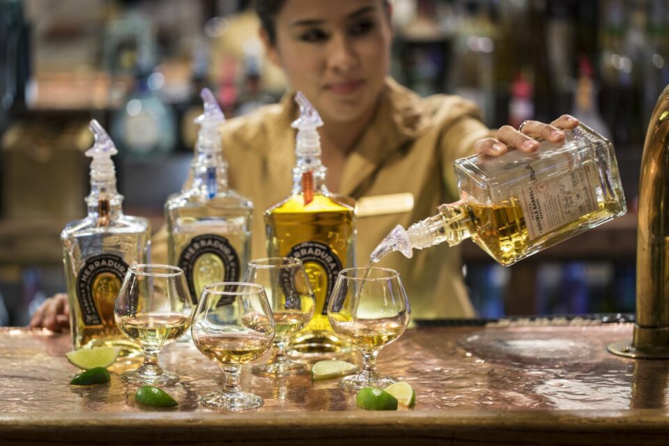 a woman pours a glass of white wine