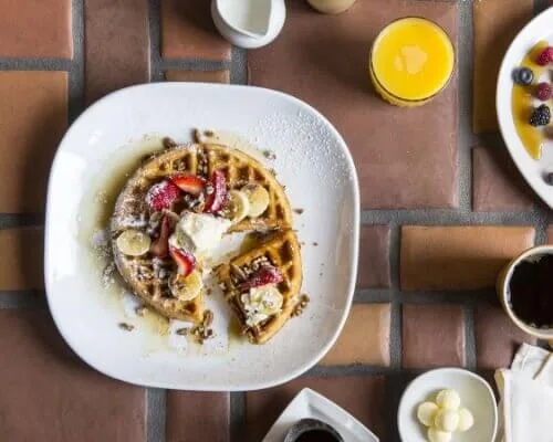 Enjoy a gourmet waffle breakfast served at one of the downtown santa fe restaurants.