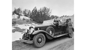 Historic photo of a vintage Cadillac used for Indian Detours.
