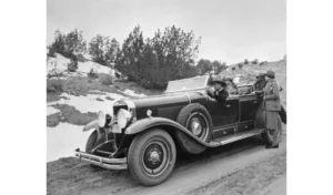 Historic photo of a vintage Cadillac used for Indian Detours.