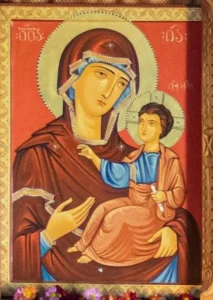 Spanish retablo on wood.