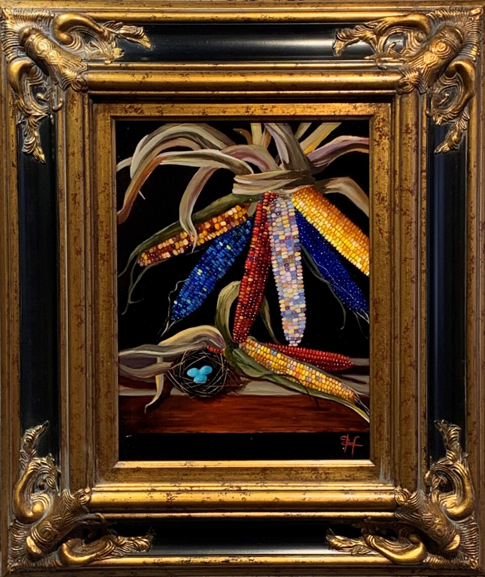 Painting of corn by Cynde Roofe.