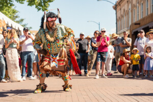 Native American dancer on the Santa Fe Plaza.