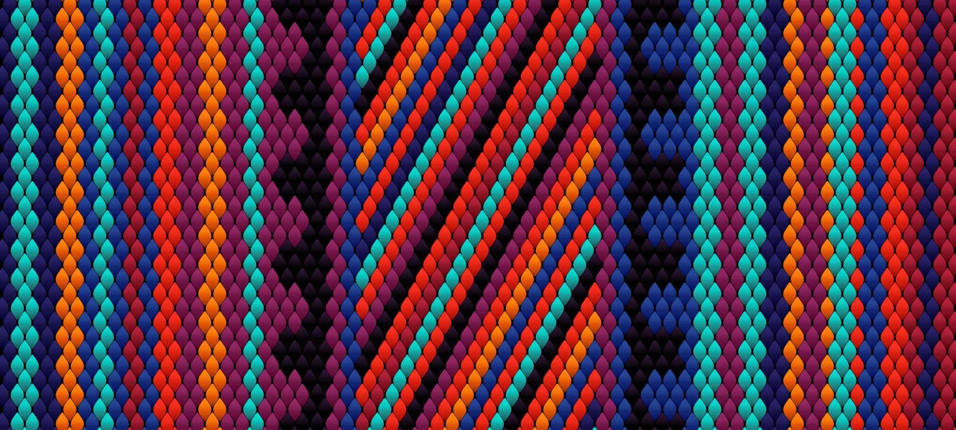 This image shows an abstract, colorful pattern resembling finely woven textile or traditional Southwestern beadwork.