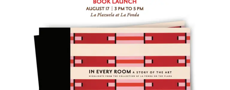 The advertisement announces the book launch for "In Every Room: A Story of the Art" highlighting pieces found in the.