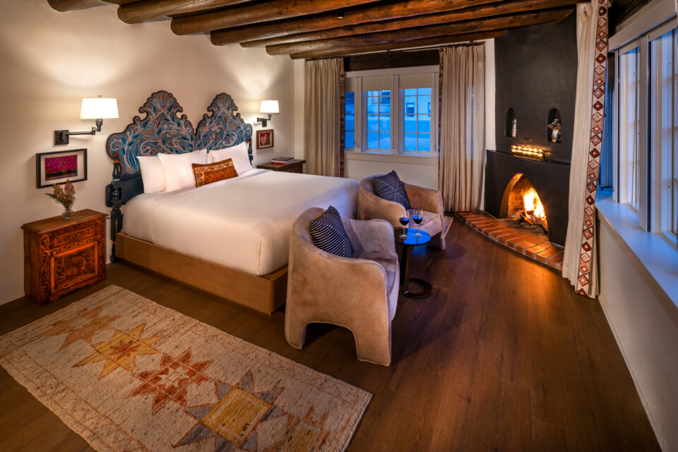Master Bedroom with Kiva Fireplace